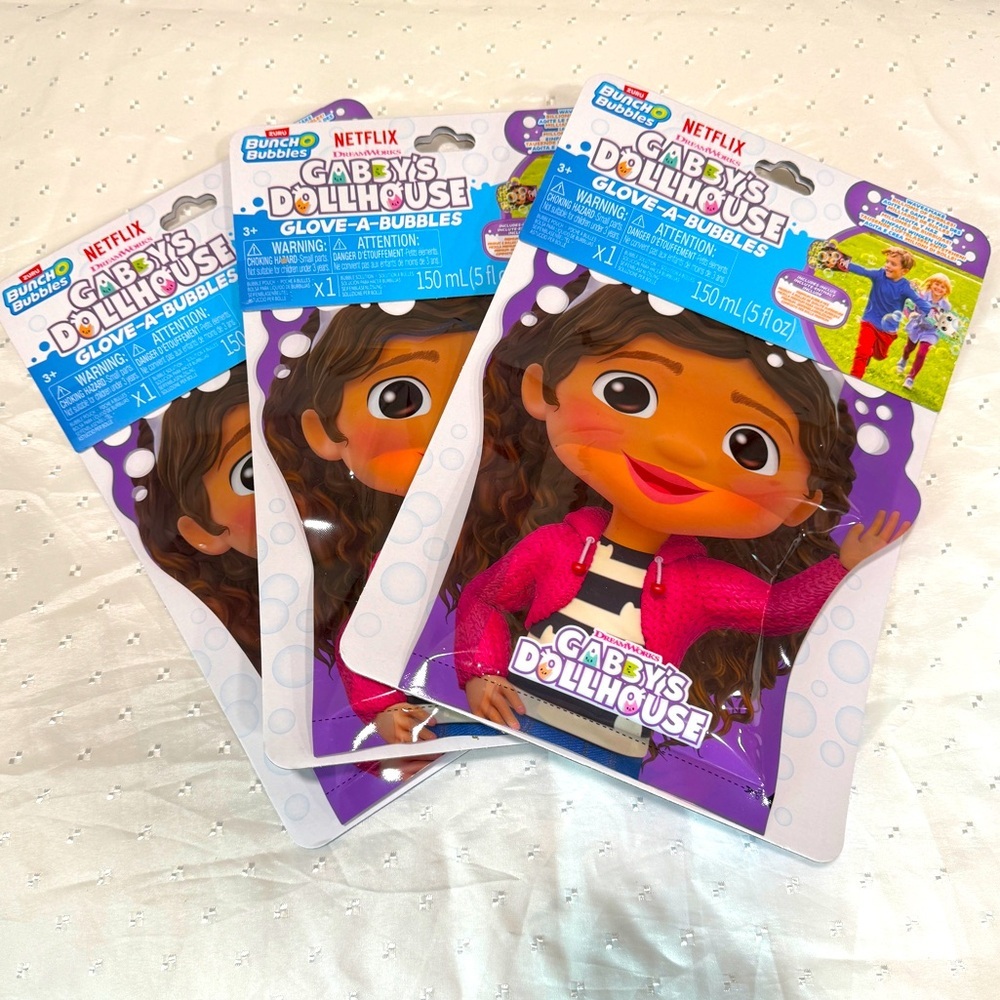 New Glove-A-Bubbles Kids Bubble Set of 3 Gabby’s Dollhouse